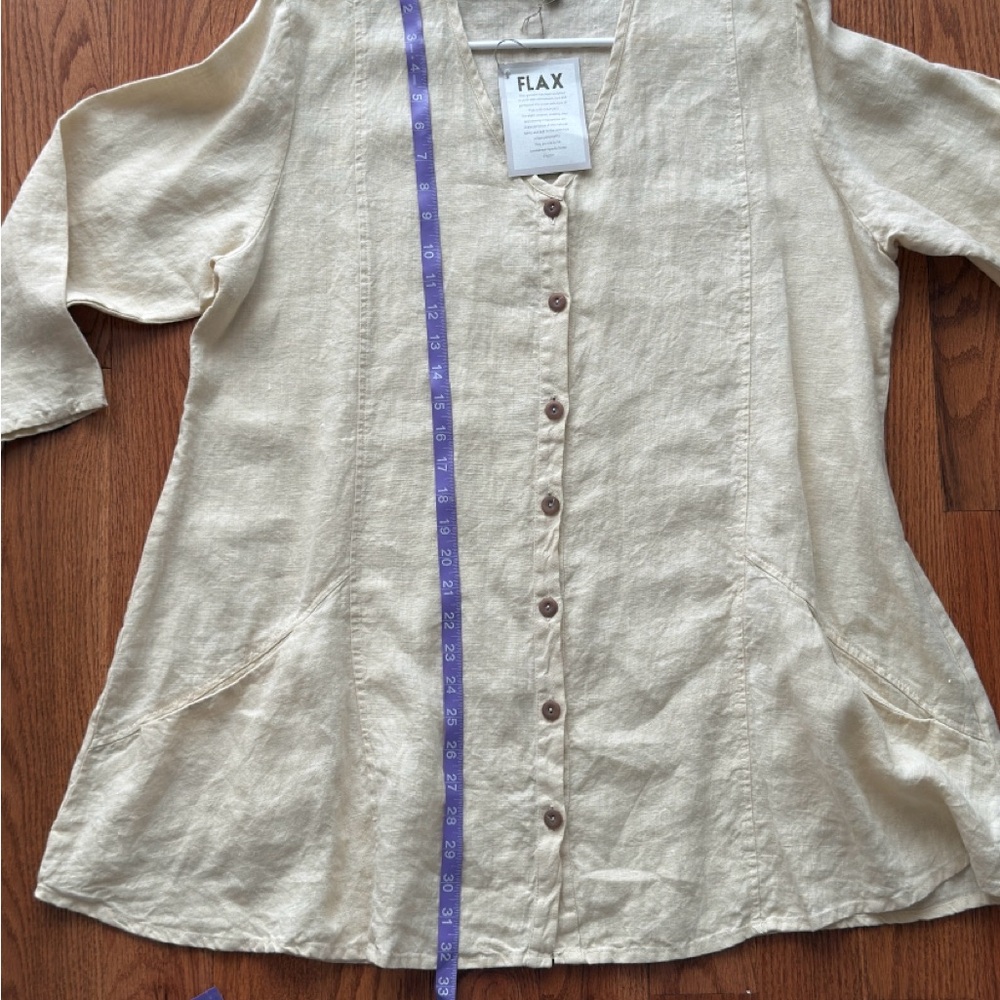 FLAX Linen Button-Up Top Size Medium NWT - Picture 5 of 6